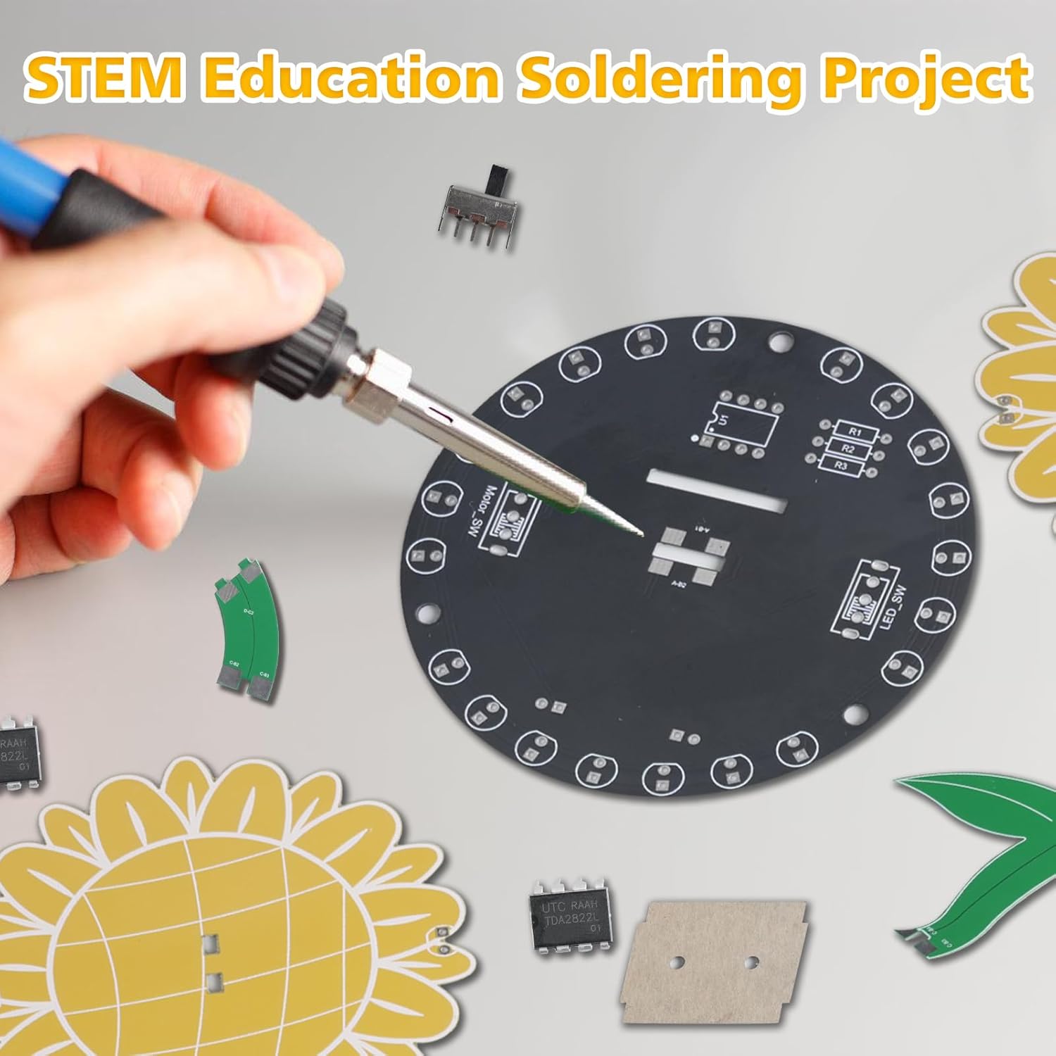 Light Chasing Sunflower Solder - Diy Electronics For Adults 评论和价格