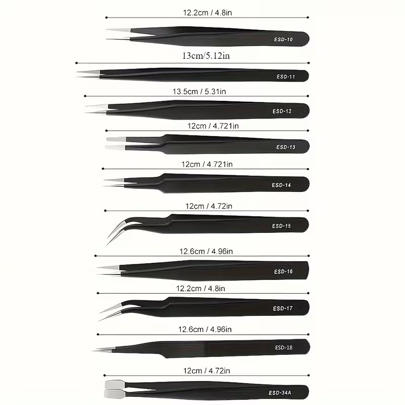 10Pcs ESD Anti‑Static Tweezers - Diy Electronics Gadget 评论和价格