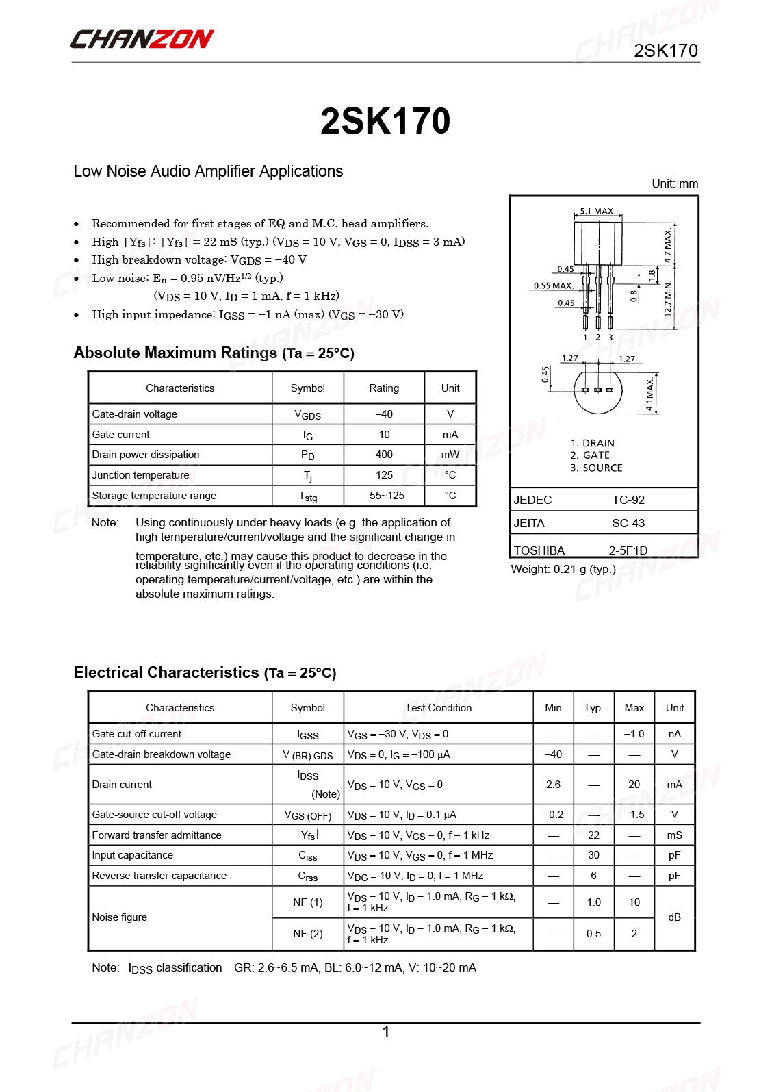 10Pcs 2SK170 TO-92 AUDIO AMPLI - Diy Electronics For Sale 评论和价格