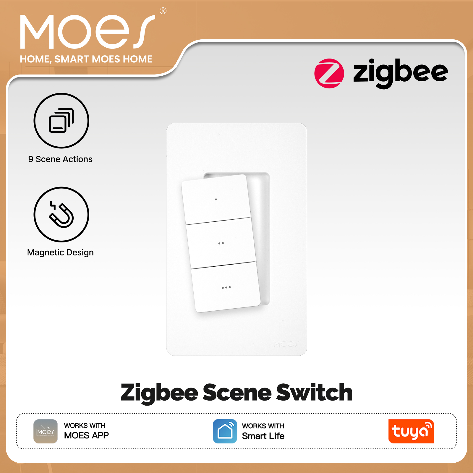 MOES Tuya Zigbee Smart Wireles - Push Button Tactile 评论和价格
