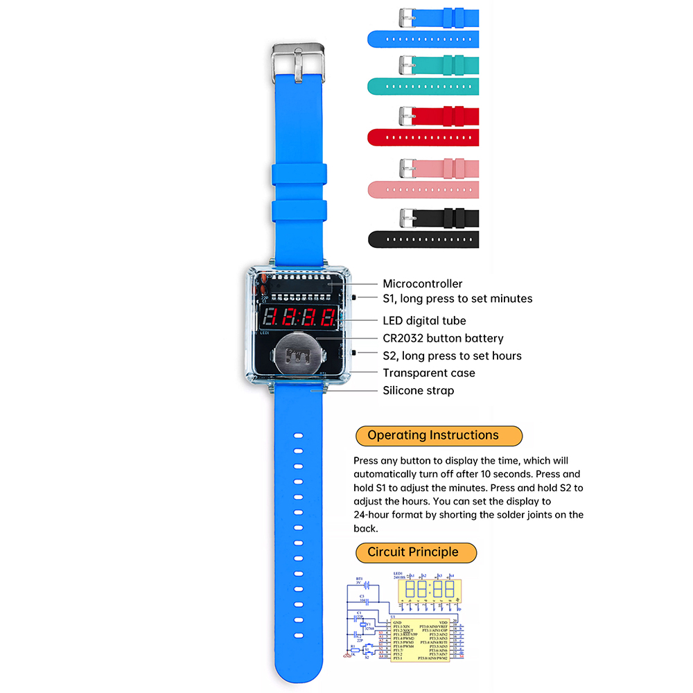 DIY Electronic Watch Kit 0.28' - Diy Electronics For Adults 评论和价格